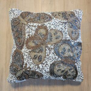 Artistic‎ Accents Boho Floral Butterfly Beaded Accent Pillow 14 X 14 Butterflies